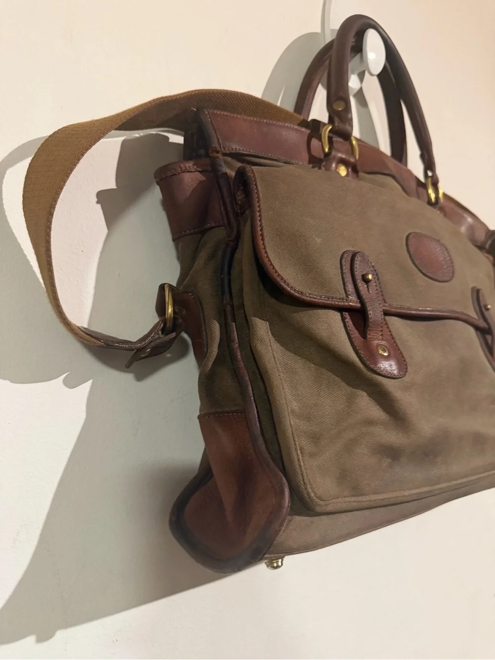 Ghurka Classic Men's Canvas Leather Briefcase - Brown/Tan vintage rare